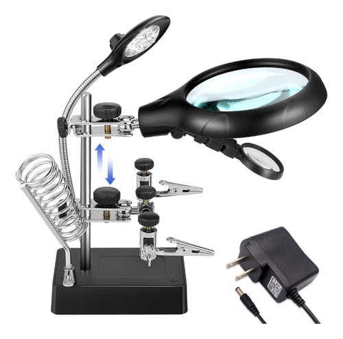 Lupa Con Luz Led 2 5x Aumento Soporte Y Pinza Para Soldadura