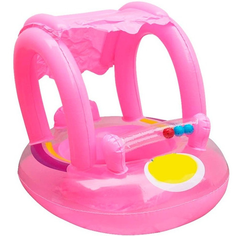 Bote Flotador Inflable Techo Rosado Niña Para Bebé Piscina