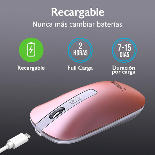 Imagen 4 de 9 de Mouse Inalambrico Dual Bluetooth Usb Recargable Para Mac Win