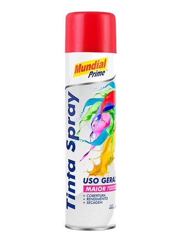 Tinta Spray 400ml Uso Geral Vermelho - Mundial Prime