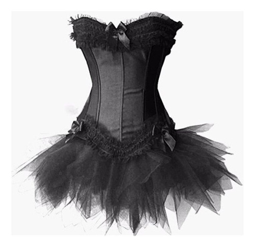 T Vestido Burlesco De Satén Con Corsé Y Tutú Para Halloween