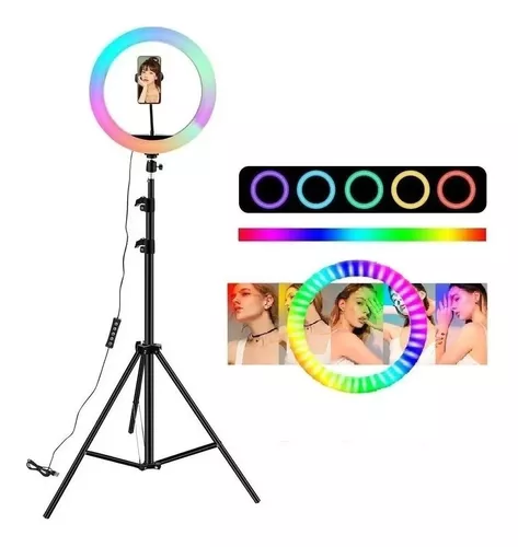 Aro De Luz 20cm Trípode Mesa Clip Celular Led 3 Tonos 10 Niv