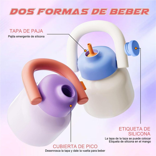 Botella Térmica Acero Inoxidable Para Mujer Con Asa 1 Litro