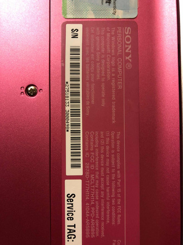 Notebook Sony Vaio Pink - Pcg-2121l - Usado