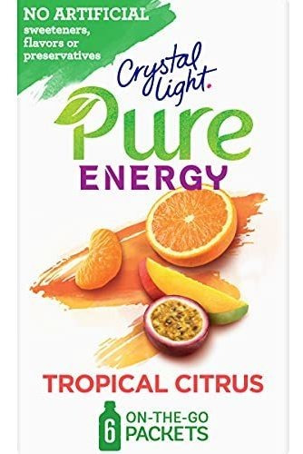 Crystal Light Tropical Citrus Pure Energy Drink Mix Con Cafe