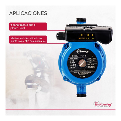 Imagen 4 de 12 de Bomba Presurizadora Motorarg Tip2 270 Watts