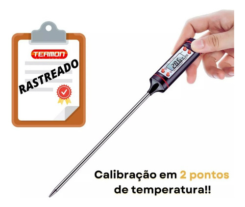 Kit 2 Termômetro Digital Espeto Culinário Alimento Cozinha Cor Preto