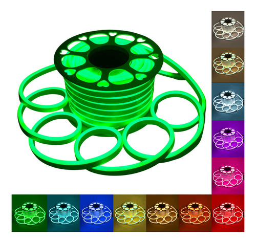 Tira Manguera Luz Led Flexible Neon Exterior 25mts Veoquiero Luz Verde