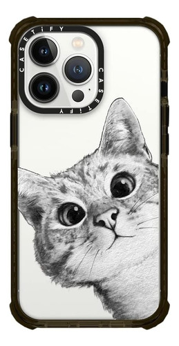 Funda Resistente Para iPhone 13 Pro Diseño Cara De Gato Gri