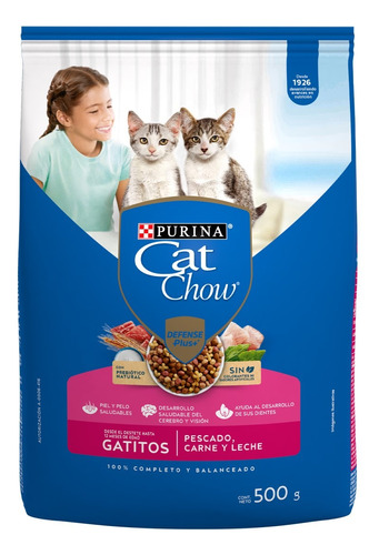 Alimento Purina® Cat Chow® Gatito Pescado Carne Y Leche 500g