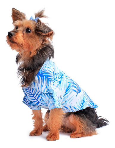 Camisa Hawaiana A Juego Para Perro En Estampado De Hojas