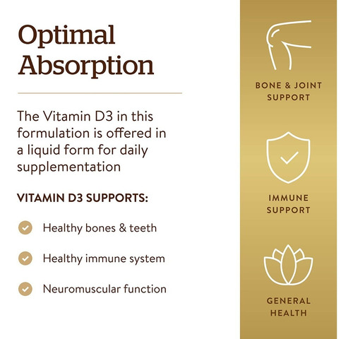 Vitamina D3 Liquida (5000iu) Solgar 59 Ml Pack De 2