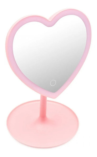 Espelho Maquiagem Led Coração Porta Bijoux Touch Screen Usb