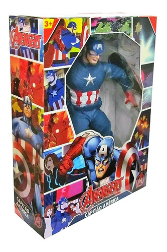 Imagen 4 de 6 de Muñeco Capitan America 50cm Articulado Original 514 Bigshop