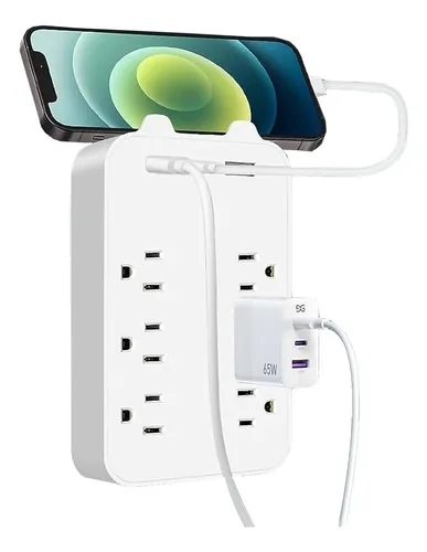 Adaptador De Pared Con 2 Puertos Usb Y 6 Tomas | MercadoLibre