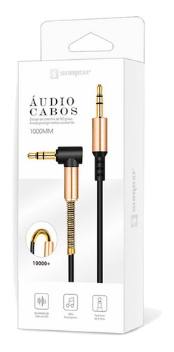 Cabo P2 Auxilar Audio Formato L90 Graus P2 X P2 Audio 3.5mm