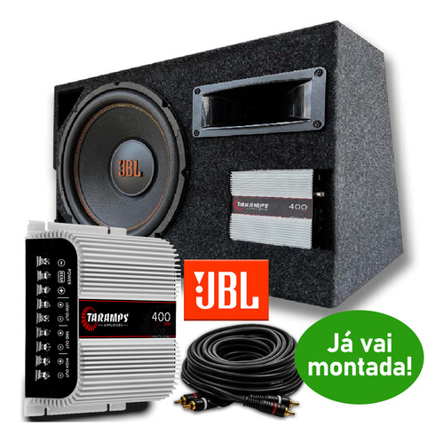 Caixa Selada Jbl 500w Subwoofer 12 + Módulo Taramps Rca Kit