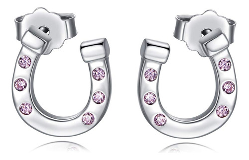 Medwise Lucky Horseshoe Stud Pendientes Plata De Ley Caballo