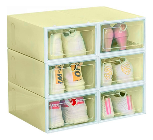 Caja Zapatos Organizador Calzado Transparente Tapa 6 Pza