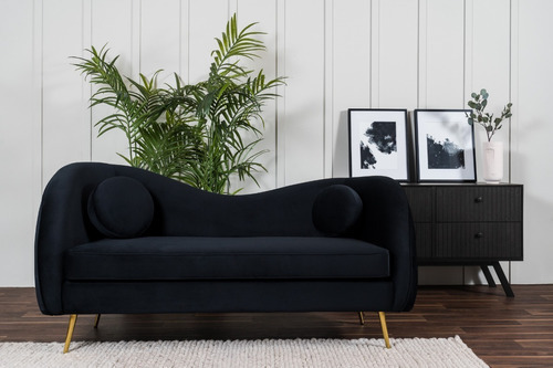 Sofá Salas Modernas Minimalistas Sillones Retro Lounge Color Negro