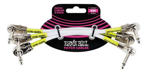 Cabo Pedal Ernie Ball Branco 15,24 Cm Plug Flat L/l Pct C/3