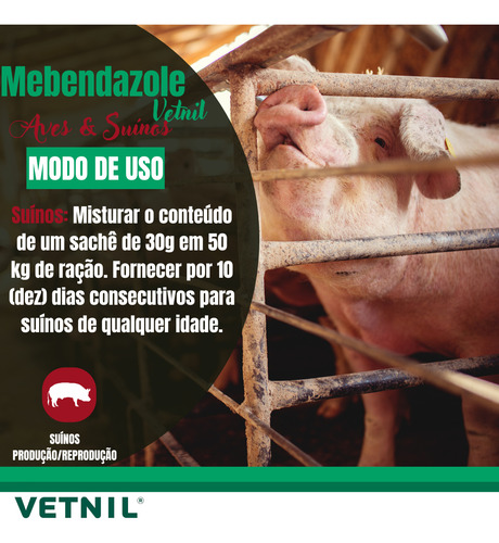 Mebendazole Caixa Com 20 X 30 Gr (vermifugo P/ Aves, Suínos)