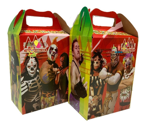 25 Cajitas Dulceros Fiesta Recuerdo Bolo Luchas