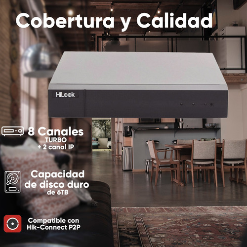 Hilook Kit de Cámaras de Seguridad Exterior CV/A6-PLUS-SC Video Vigilancia TurboHD 1080p CCTV 6 Cámaras Bala ColorVu con Micrófono Integrado