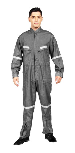 Overol Poplin Gris Buzo Piloto Overall C/reflectante