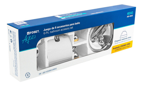 Juego 6 Acc P/baño Cromo-oro Chapeton Redondo Ch Foset 48343