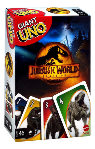 Juego De Cartas Uno Gigante Jurassic World 22x14cm108 Cartas