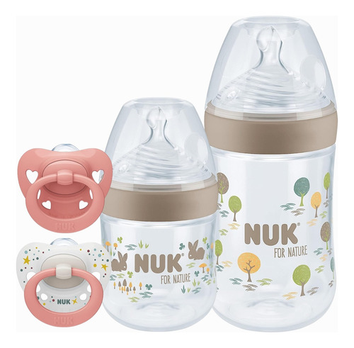 Set Nuk For Nature Mamaderas 260ml 150ml Chupetes Signature