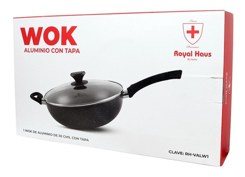Imagen 3 de 4 de Sartén Wok 30cm Aluminio/antiadherente Royal Haus Pack Con 2