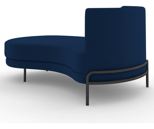 Sofá Chaise Longue Sala de Estar Living Lucca Esquerdo D02 Veludo Azul Marinho C-304
