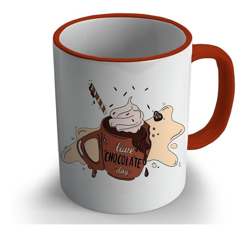 Taza Borde Color Marrón Choco-002b