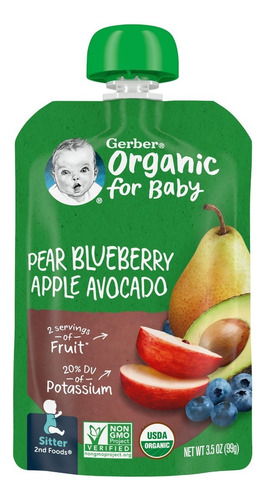 Gerber Organic 2nd Foods De Frutas 99g 5pack