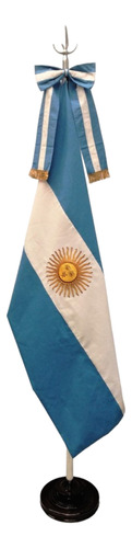 Combo Argentina Grande: Base, Asta, Bandera Con 1 Sol Y Moño
