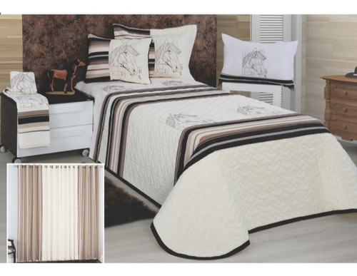 Promoção Kit Colcha Cobre Leito Solteiro Bordados Vitória