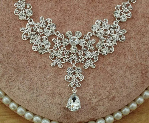 Corona De Collar Set Arete Boda, Novia, Xv Años, Comunión