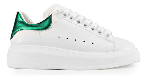 Tenis Mujer Blancos Todo Piel Suave Alexander Plataforma  