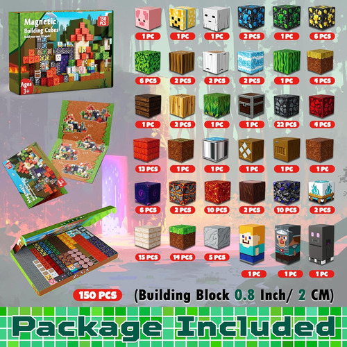 150 Pcs Magnetic Blocks - Magnetic Building Block, 3 Mundos