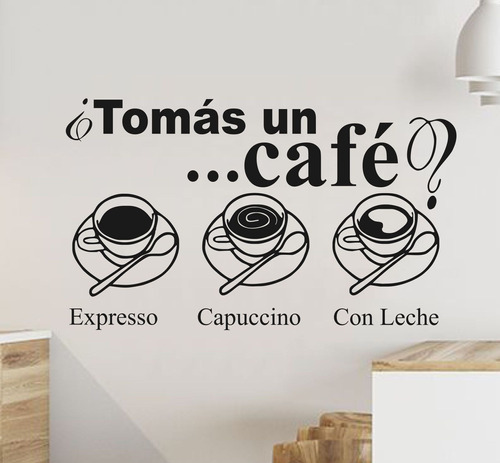 Vinilos Decorativos Frase Cafe Grande Tazas Cocina Comedor