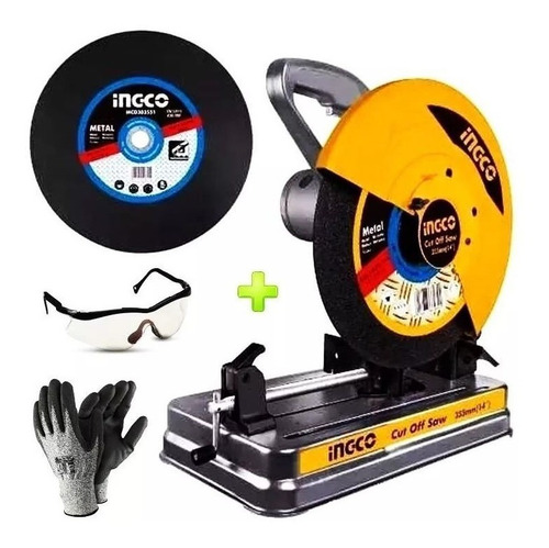 Sierra Sensitiva Hierro Ingco 2350w Herrería + 3 Discos 14 -