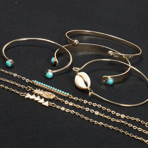 Pulsera Brazalete Conchas De Mar Naturales Set 7 En 1