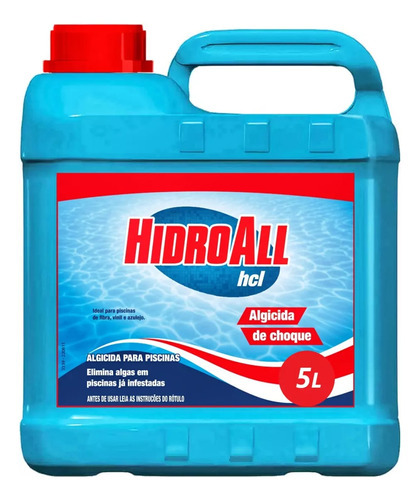 Algicida De Choque Para Piscinas Hcl Hidroall - 5 Litros