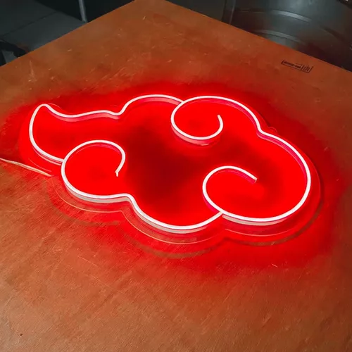 Painel Led Neon em mdf - Nuvem Akatsuki Naruto 0,40 x 0,26cm