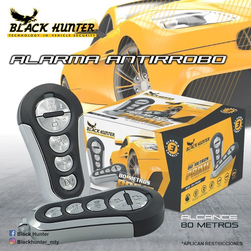 Kit Alarma Automotriz Black Hunter Prime + 2 Seguros 2 Relay