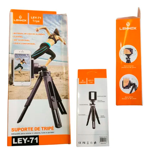 Suporte Lehmox Para Smartphone Com Tripé Ley-71