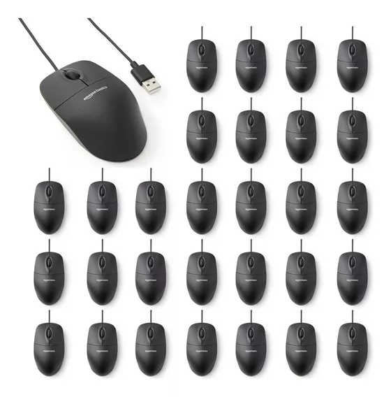Mouse Amazonbasics Con Cable/negro 30 Und
