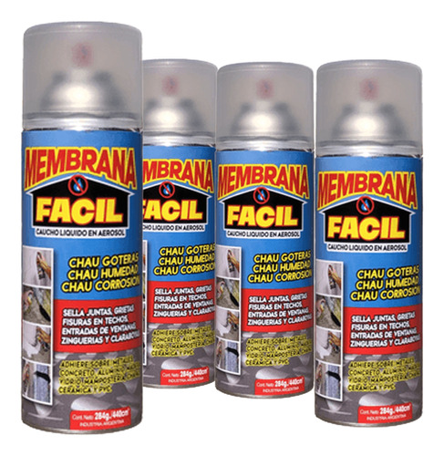 Membrana Facil Caucho Liquido En Aerosol 284gr Incoloro X 4u